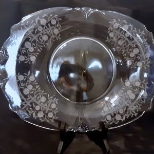 💲SALE💲Large Vintage Heisey Etched Olympaid Pattern Elegant Glass Empress Tray